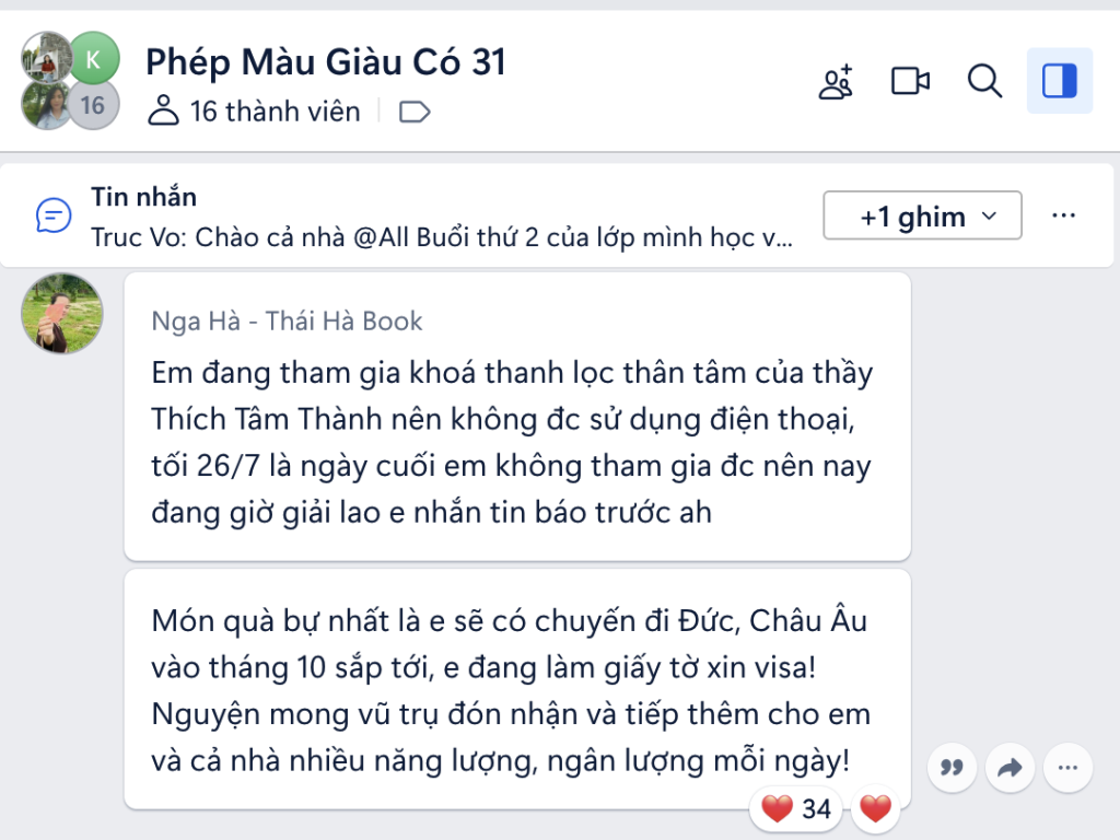 Feedback thực tế từ học viên lớp Giàu có & Thịnh vượng sau khi thực hành Reiki và thiền