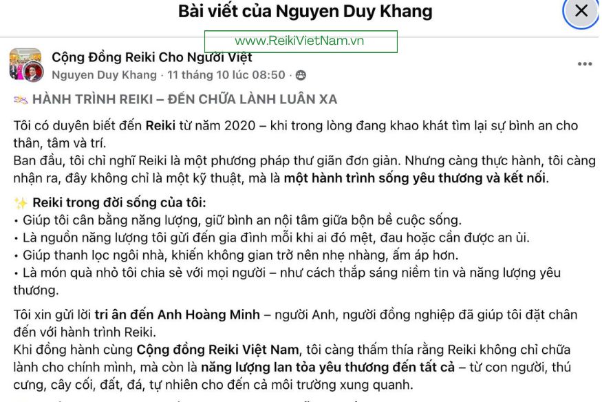 Cộng đồng Reiki Việt Nam thực hành thiền và chữa lành Luân xa đạt tiêu chuẩn CTAA quốc tế.