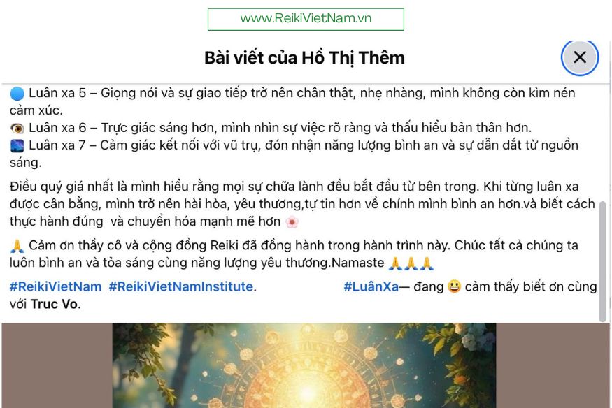 Cộng đồng Reiki Việt Nam thiền chữa lành Luân xa, lan tỏa năng lượng yêu thương và bình an.