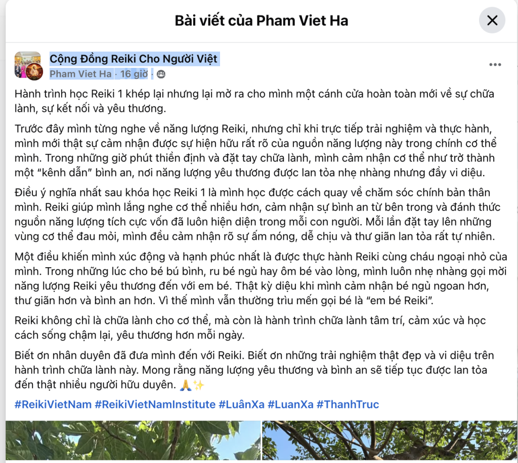 Reiki 1 giúp học viên kết nối với bản thân, thư giãn cơ thể và cảm nhận sự bình an từ bên trong.