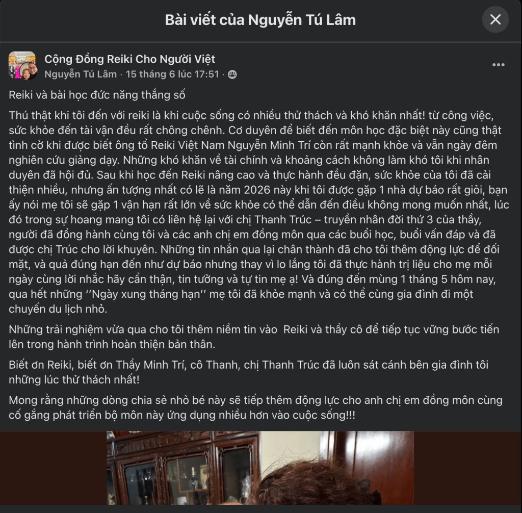 Niềm tin vào Reiki và hành trình chữa lành của học viên Nguyễn Tú Lâm