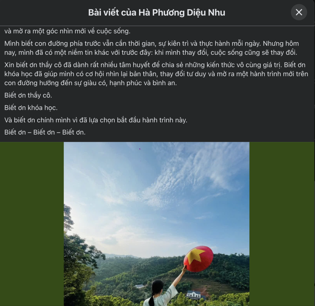 Hành trình thay đổi niềm tin về tiền của học viên Diệu Nhu