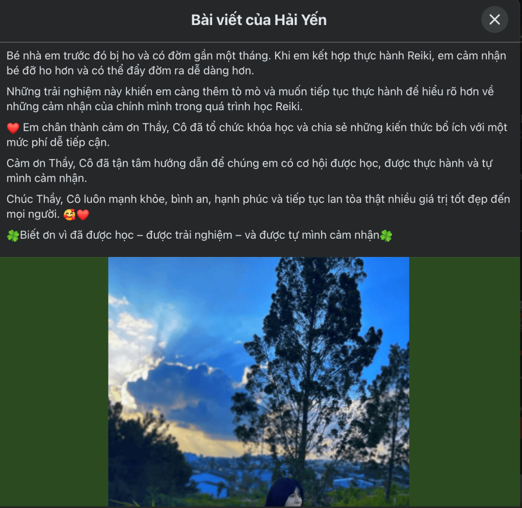 Học viên chia sẻ cảm nhận sau khi hoàn thành lớp Reiki 1